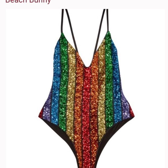 Beach Bunny Rainbow Sequin Jolie One Piece NWOT medium $400 - Picture 4 of 7